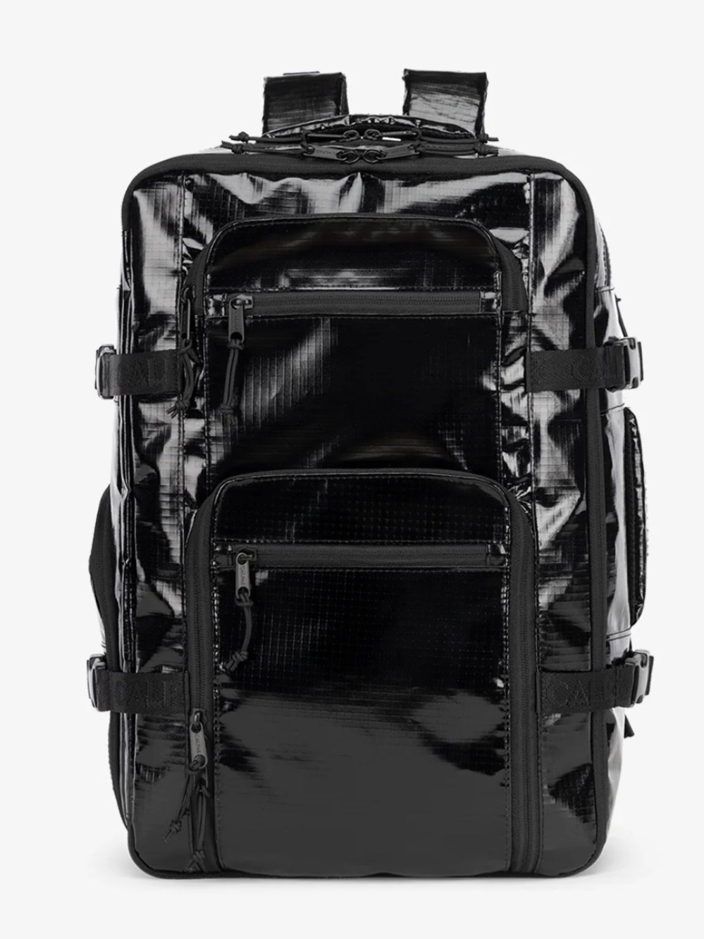 Calpak Black Glossy Travel Backpack